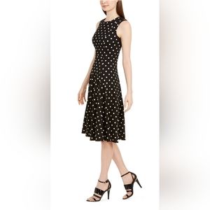 Calvin Klein Petite Polka Dot Fit & Flare Midi Dress